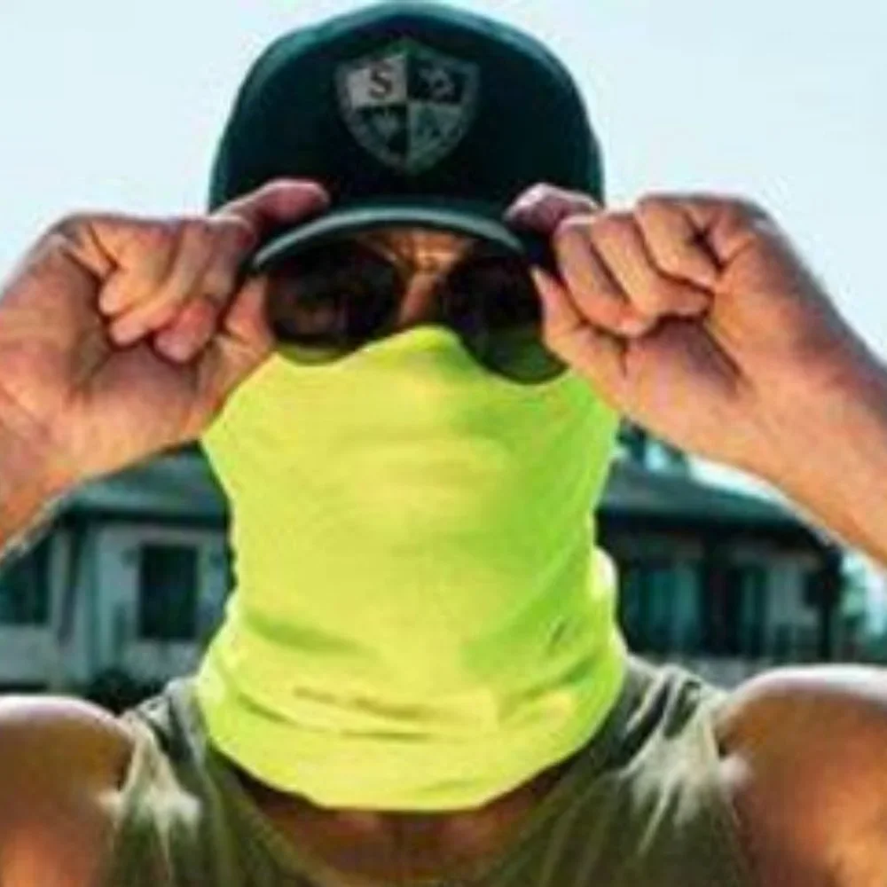 Mens Neck Gaiter Yellow SA Mask Headband Face Shield Wrap Breathable Microfiber